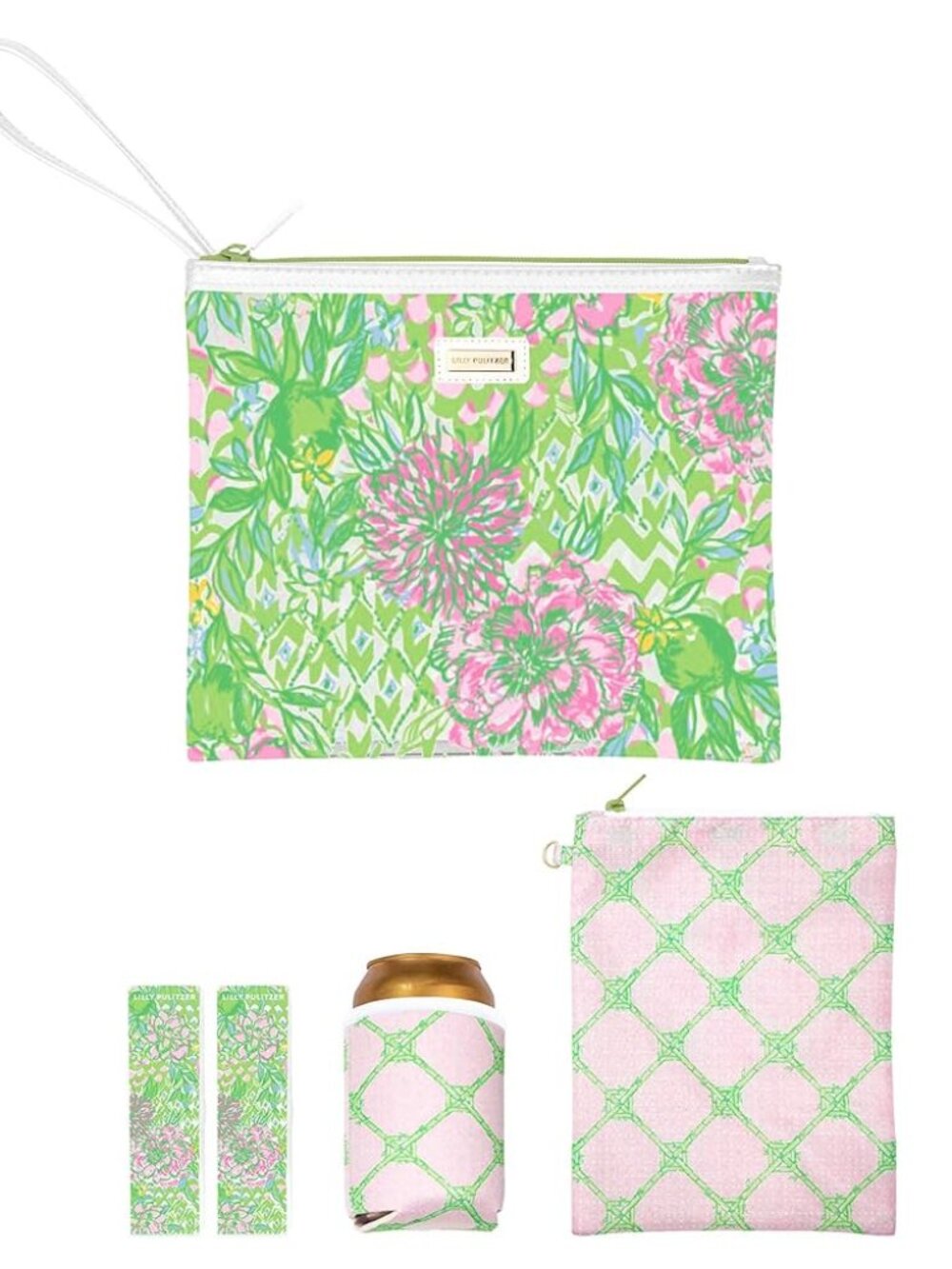 Lilly Pulitzer Water Resistant Vinyl Beach Day Pouch, Zipper Bag